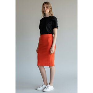 Inc International Concepts Orange stretch scuba pencil skirt mid-rise M Rayon